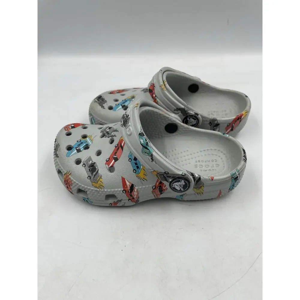 CROCS Kids Classic Race Cars Graphic Clog Mirage / Multi Gray Size 10